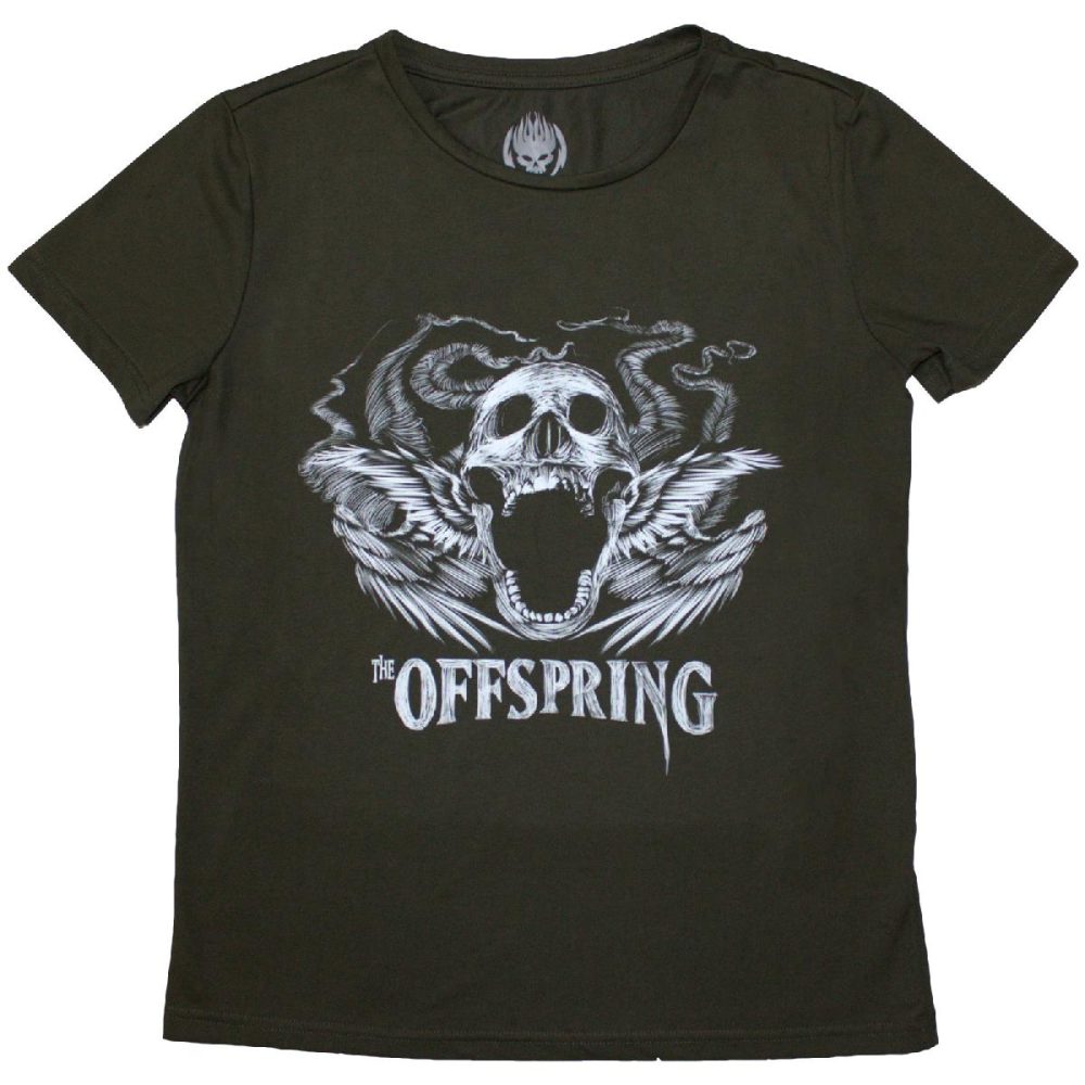 The Offspring - Feathered Winged Skull Tshirt Femme - Vert